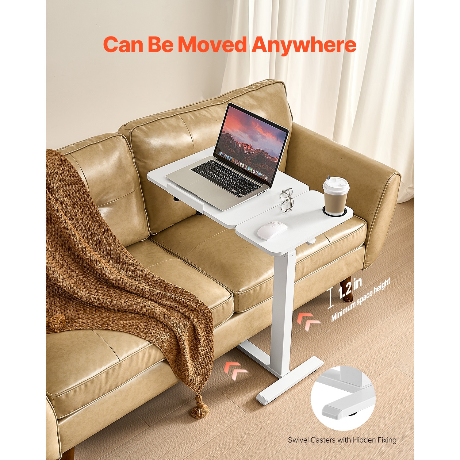 Adjustable Overbed Mobile Bedside Table With Flip Desktop White_voghion.com